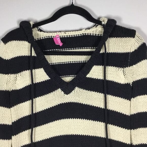 Bcbgirls Minimalist Preppy Striped Casual Autumn Fall Knit Slouchy Hoodie M - Picture 2 of 7